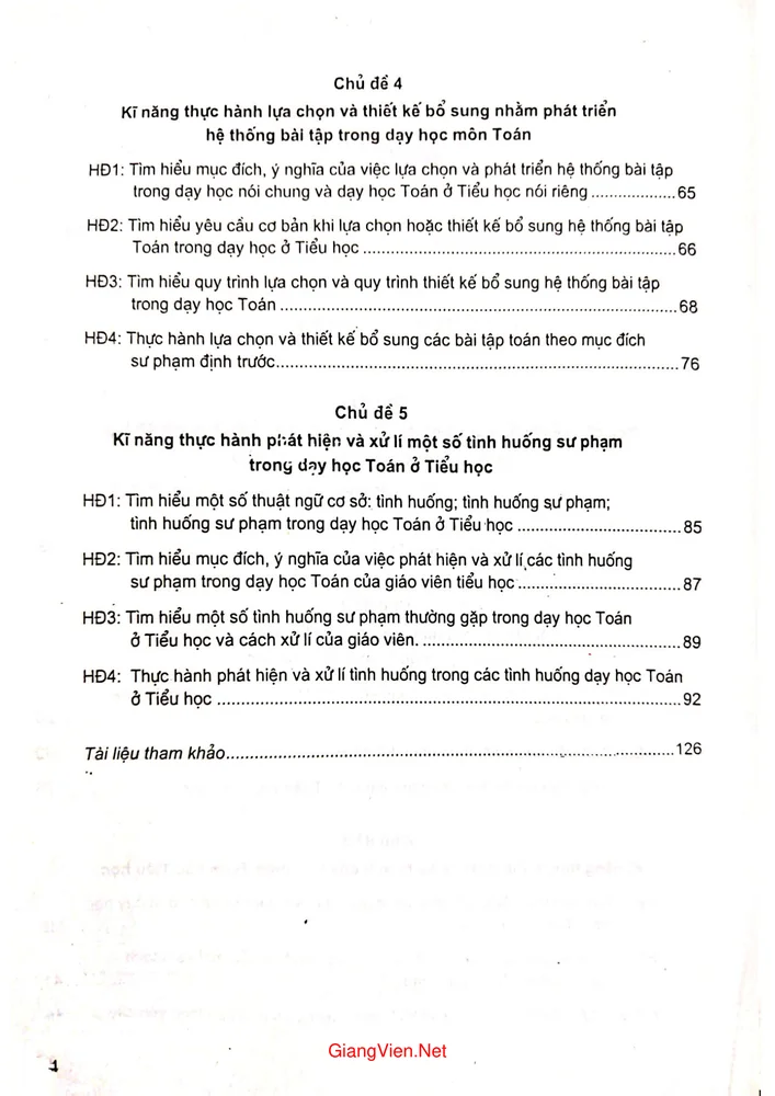 Trang 2 - Ảnh minh họa nội dung sách Giáo trình thực hành phương pháp dạy học Toán ở tiểu học