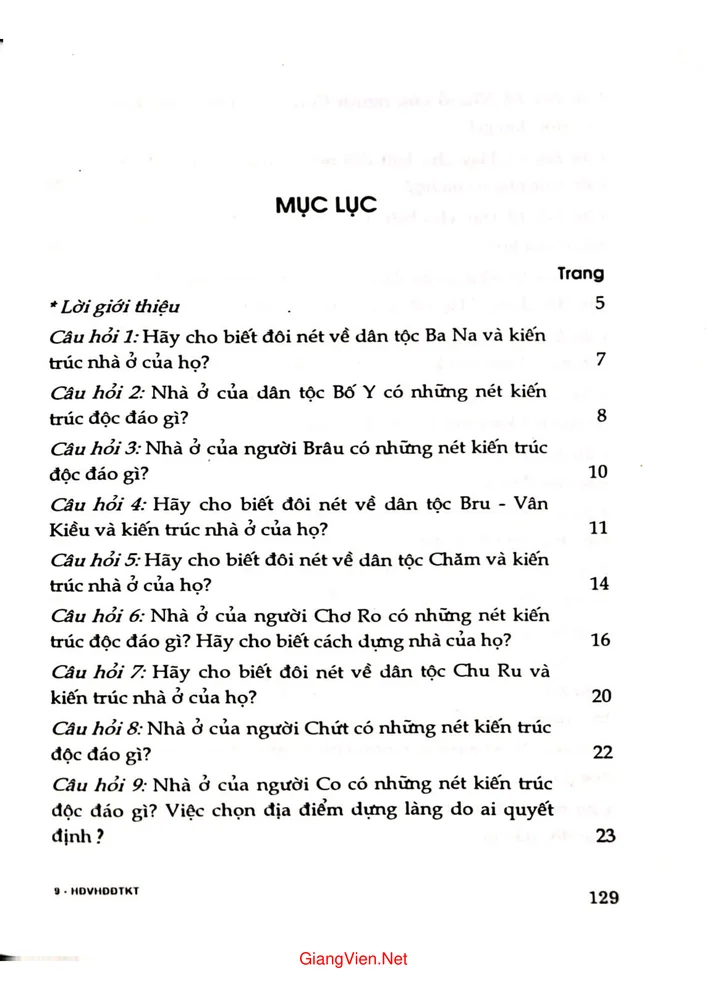 Trang 1 - Ảnh minh họa nội dung sách Hỏi đáp văn hóa độc đáo trong kiến trúc nhà ở các dân tộc Việt Nam