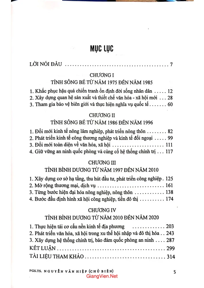Trang 1 - Ảnh minh họa nội dung sách Lịch sử tỉnh Bình Dương Sông Bé Bình Dương từ 1975 đến 2020