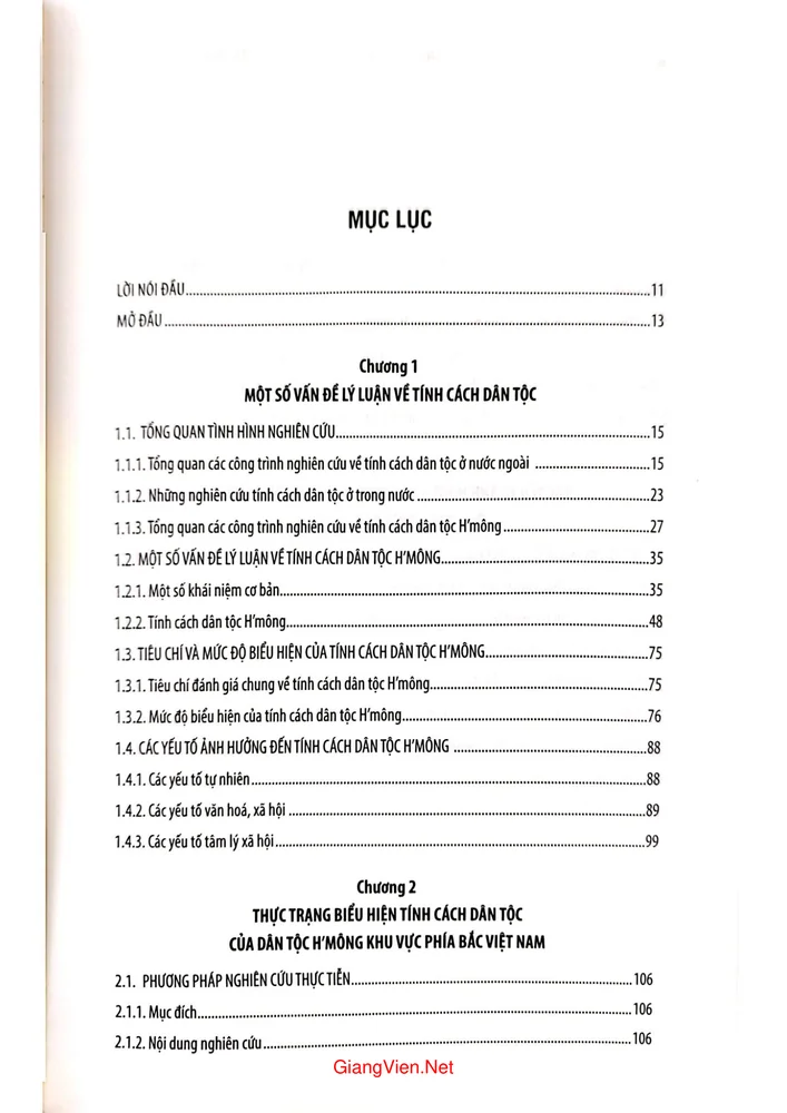 Trang 1 - Ảnh minh họa nội dung sách Tính cách dân tộc H Mông ở khu vực phía bắc Việt Nam