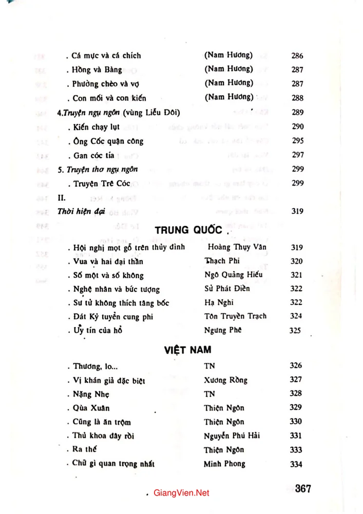 Mục lục chi tiết trang 7 sách Truyện ngụ ngôn Việt Nam và thế giới