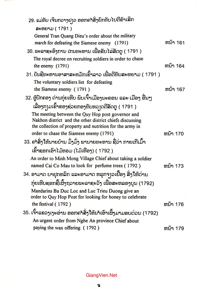 Mục lục chi tiết trang 4 sách Quan hệ lịch sử Việt Lào qua tư liệu Quy Hợp thế kỷ XVII XIX