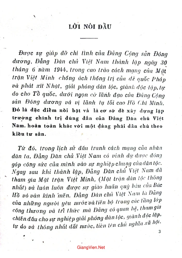 Mục lục chi tiết trang 1 sách Bốn mươi năm tham gia cách mạng của Đảng Dân chủ Việt Nam