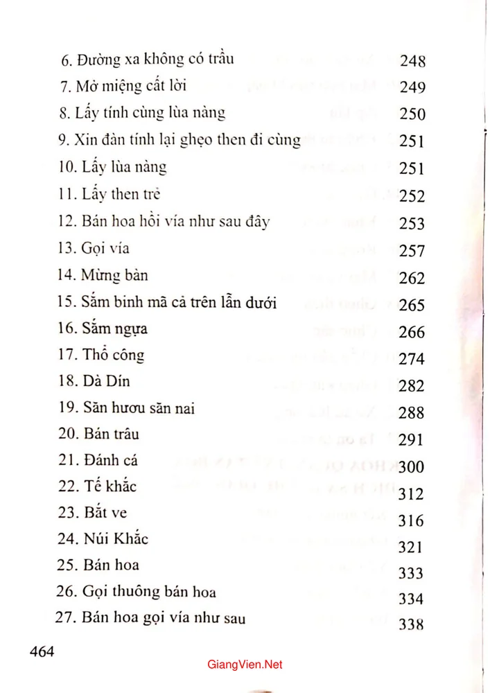 Mục lục chi tiết trang 3 sách Khỏa quan những bài lượn trong nghi lễ cấp sắc thăng sắc của người Tày Lạng Sơn