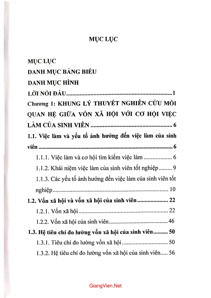 Trang bìa chính thức sách Mối quan hệ giữa vốn xã hội với cơ hội việc làm của sinh viên các trường đại học ở Việt Nam