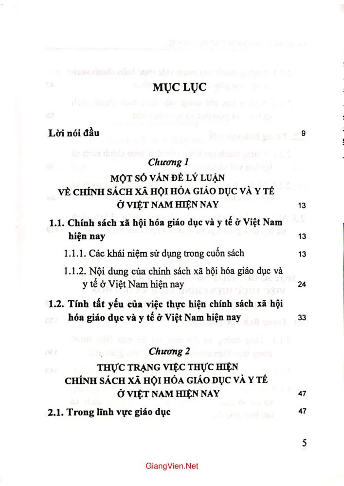 Trang 1 - Ảnh minh họa nội dung sách Chính sách xã hội hóa giáo dục và y tế ở Việt Nam hiện nay một số vấn đề lý luận và thực tiễn