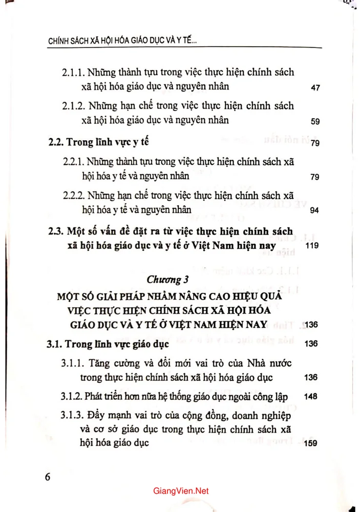 Trang 2 - Ảnh minh họa nội dung sách Chính sách xã hội hóa giáo dục và y tế ở Việt Nam hiện nay một số vấn đề lý luận và thực tiễn
