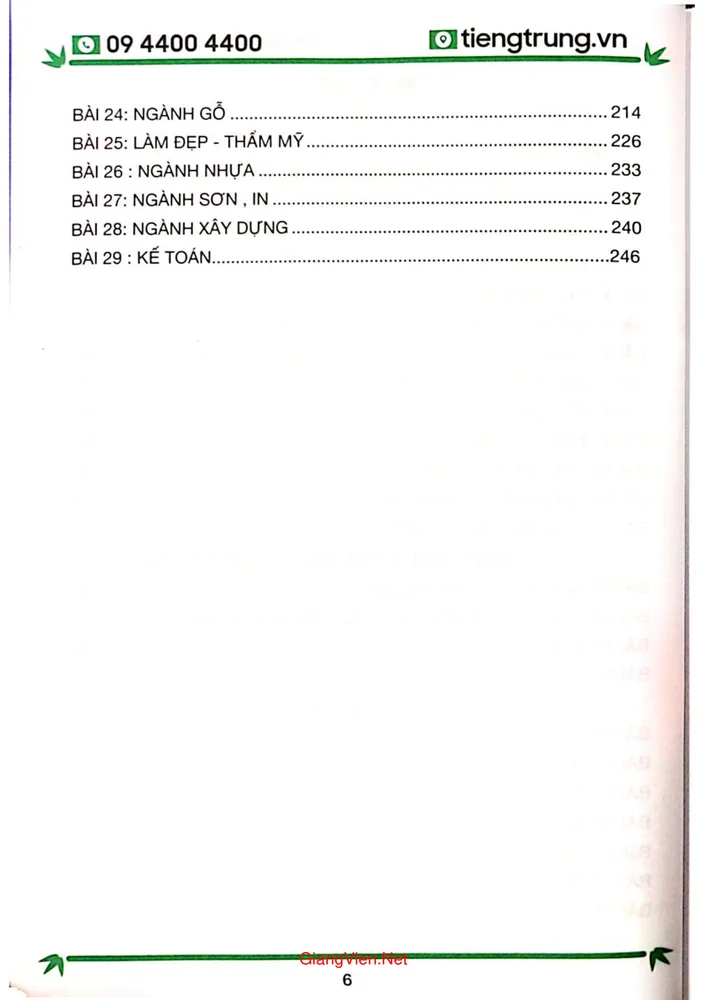 Mục lục chi tiết trang 1 sách Tiếng trung cho người đi làm văn phòng công xưởng