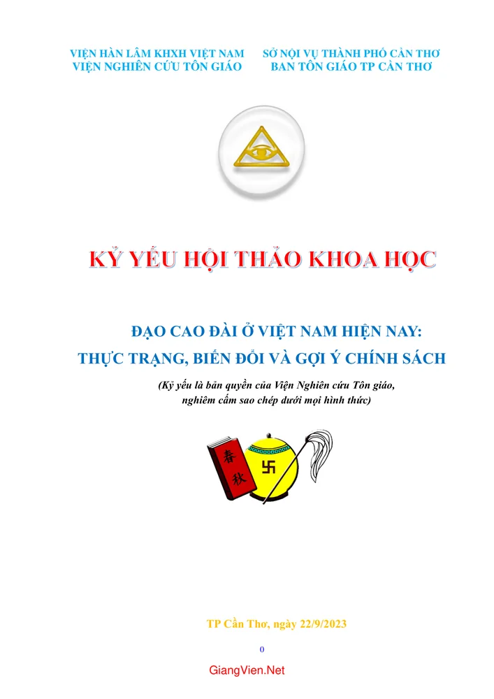 Ảnh bìa của Kỷ yếu Hội thảo đạo Cao Đài