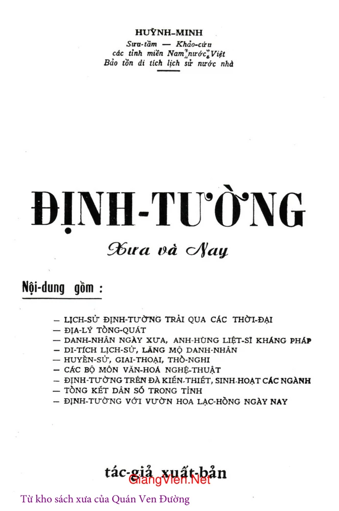 Trang bìa chính thức sách Định Tường xưa và nay