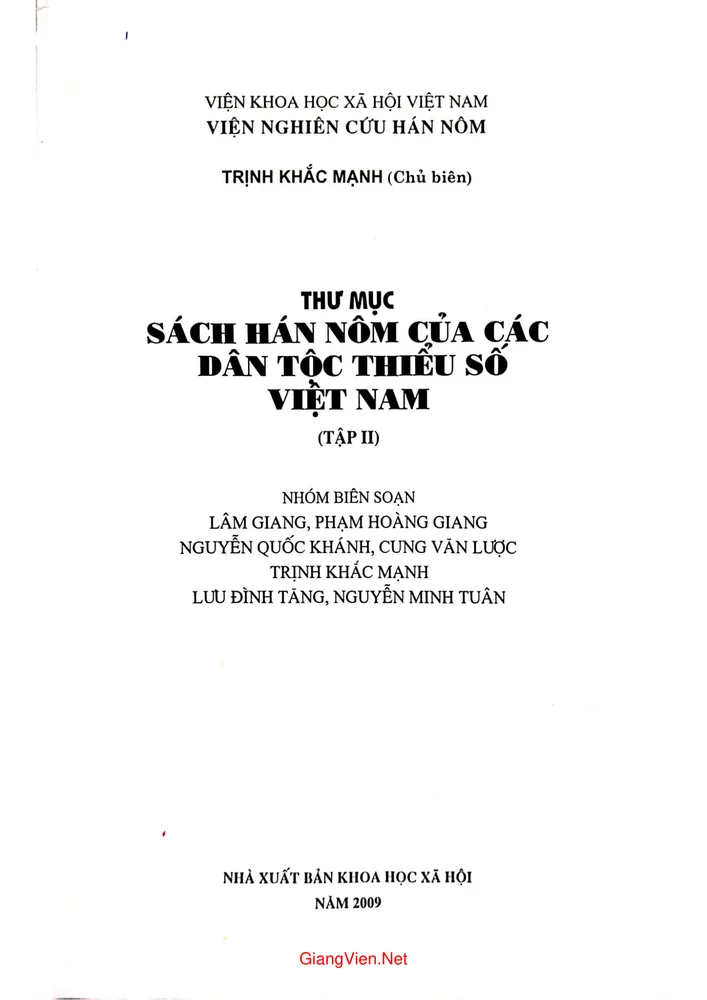 Trang 1 - Ảnh minh họa nội dung sách Thư mục sách hán nôm các dân tộc thiểu số Việt Nam tập 2