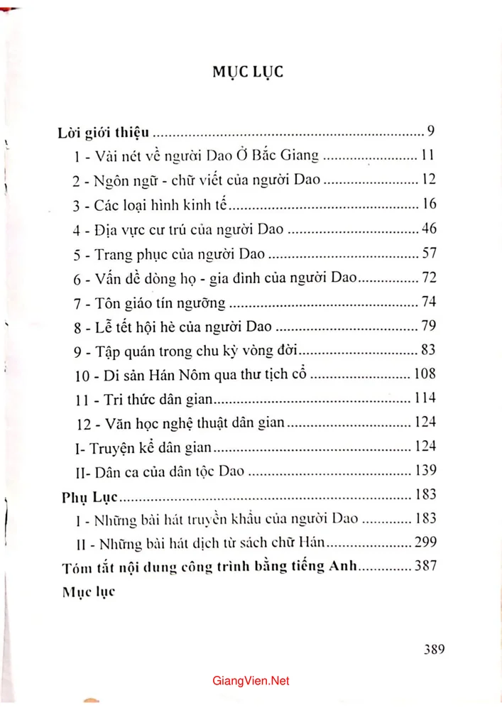 Trang bìa chính thức sách Văn hóa dân gian người Dao ở Bắc Giang