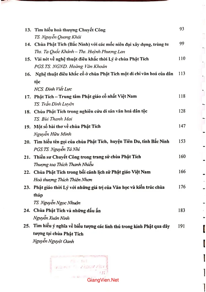Trang 2 - Ảnh minh họa nội dung sách Kỷ yếu Hội thảo khoa học Phật tích trong tiến trình lịch sử