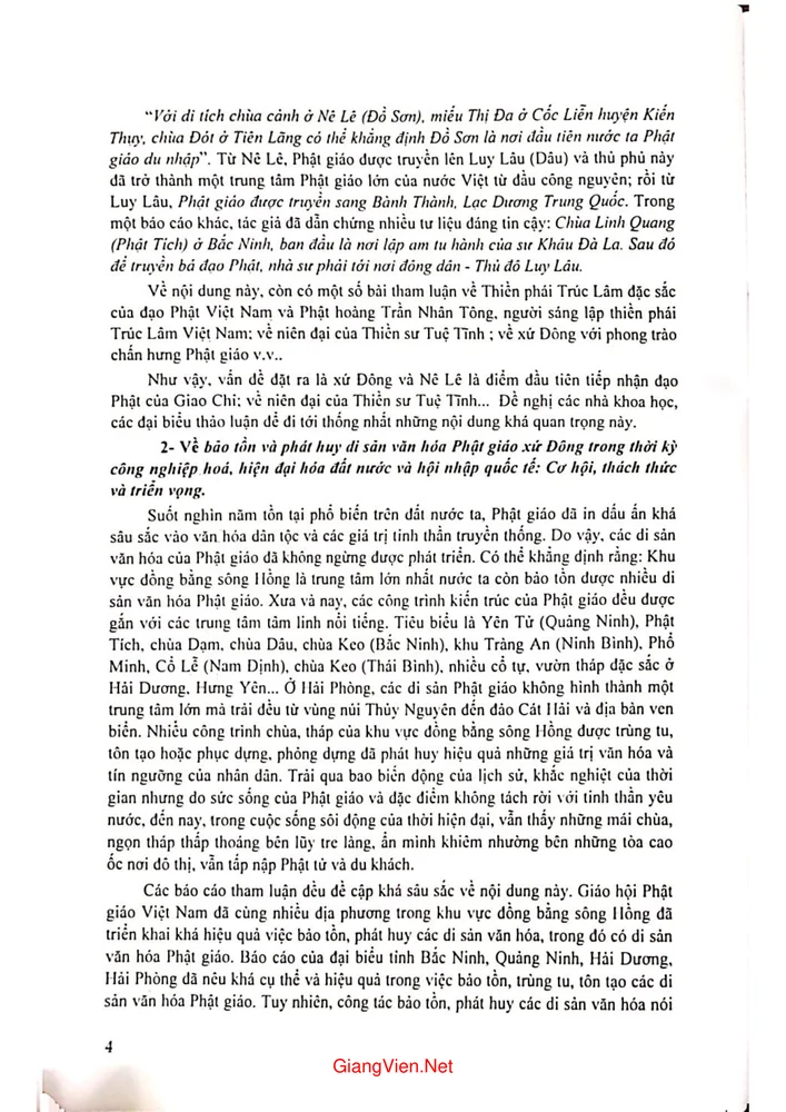 Trang 3 - Ảnh minh họa nội dung sách Kỷ yếu Khai thác di sản văn hóa Phật giáo xứ Đông thúc đẩy phát triển bền vững du lịch vùng đồng bằng sông Hồng