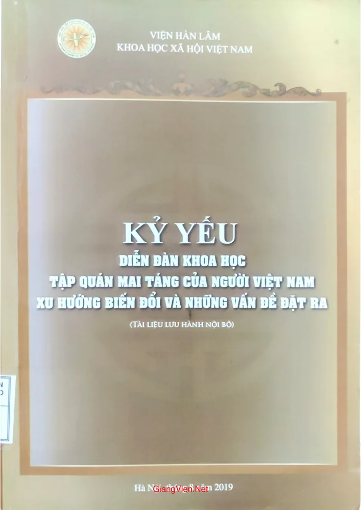 Ảnh bìa của Kỷ yếu diễn đàn khoa học tập quán mai táng của người Việt Nam xu hướng biến đổi và những vấn đề đặt ra