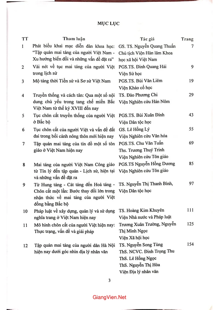 Trang 1 - Ảnh minh họa nội dung sách Kỷ yếu diễn đàn khoa học tập quán mai táng của người Việt Nam xu hướng biến đổi và những vấn đề đặt ra