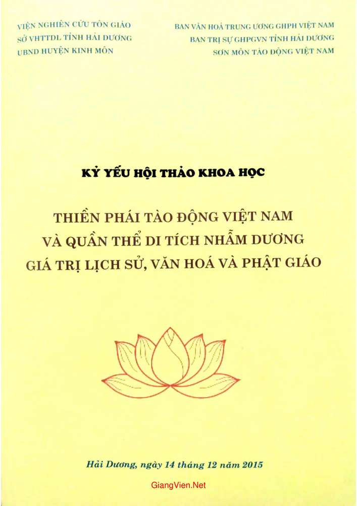 Ảnh bìa của Kỷ yếu hội thảo khoa học Thiền phái Tào Động Việt Nam và quần thể di tích Nhẫm Dương giá trị lịch sử văn hóa và phật giáo