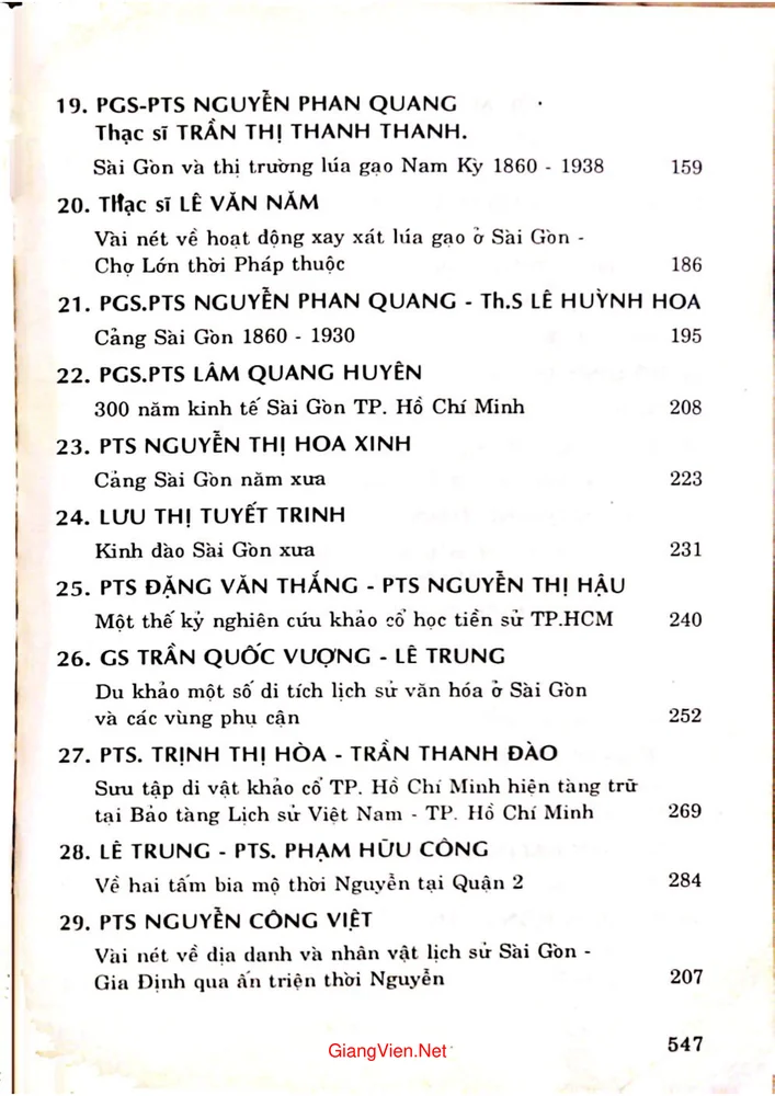 Mục lục chi tiết trang 2 sách Góp phần tìm hiểu lịch sử văn hóa 300 năm Sài Gòn thành phố Hồ Chí Minh