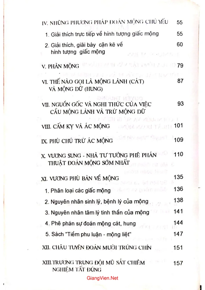 Mục lục chi tiết trang 1 sách Tổng tập văn hóa thần bí Trung Hoa Bí ẩn chiêm mộng