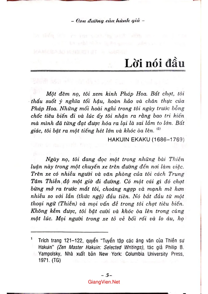 Mục lục chi tiết trang 1 sách Con đường của hành giả