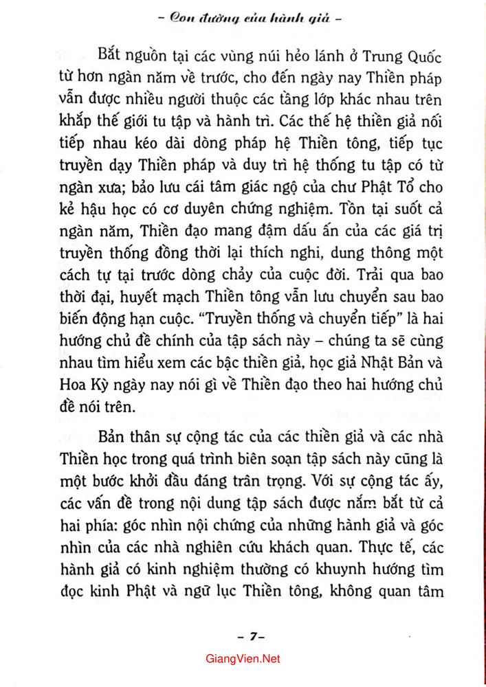 Mục lục chi tiết trang 3 sách Con đường của hành giả