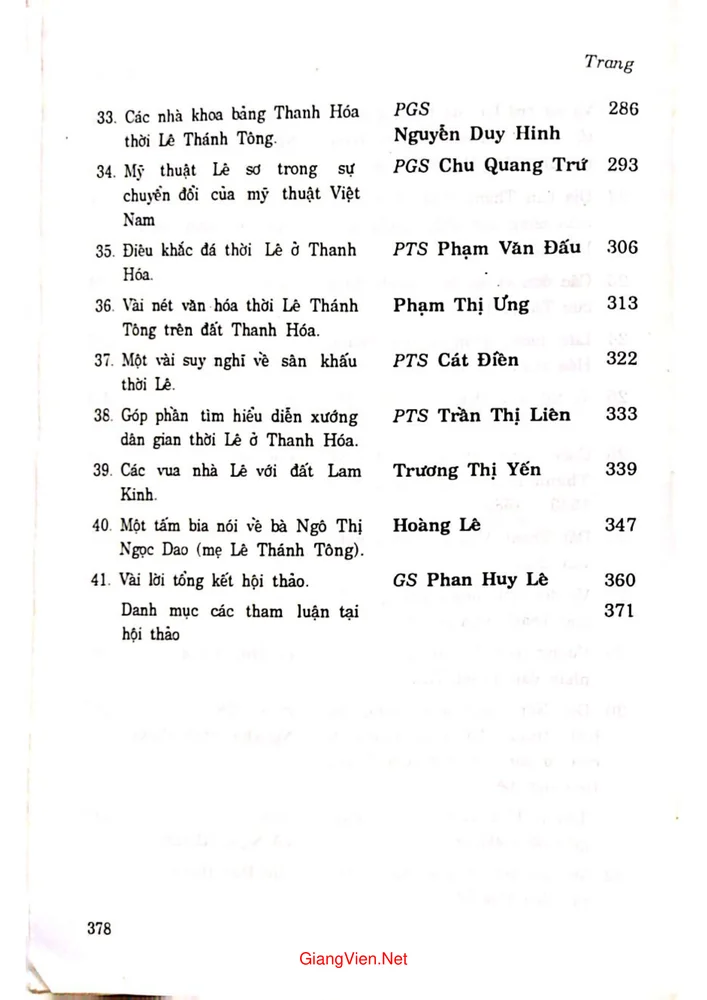 Mục lục chi tiết trang 3 sách Thanh Hóa thời Lê