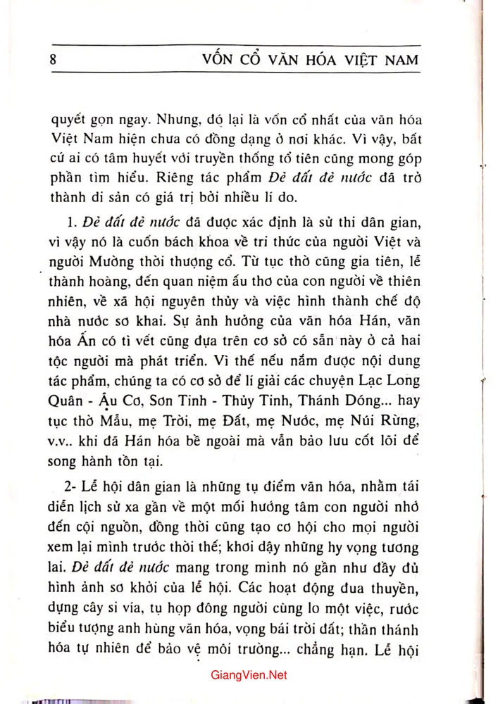 Mục lục chi tiết trang 1 sách Vốn cổ văn hóa Việt Nam đẻ đất đẻ nước (tiếng Việt, tiếng Mường ghi trọn ở Hòa Bình), tập 1