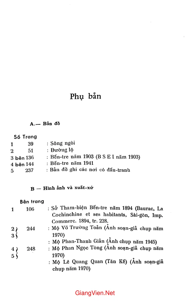 Mục lục chi tiết trang 6 sách Tỉnh Bến Tre trong lịch sử Việt Nam