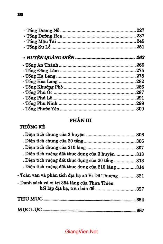 Mục lục chi tiết trang 1 sách Nghiên cứu địa bạ triều Nguyễn tỉnh Thừa Thiên