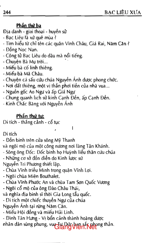 Mục lục chi tiết trang 1 sách Bạc Liêu xưa
