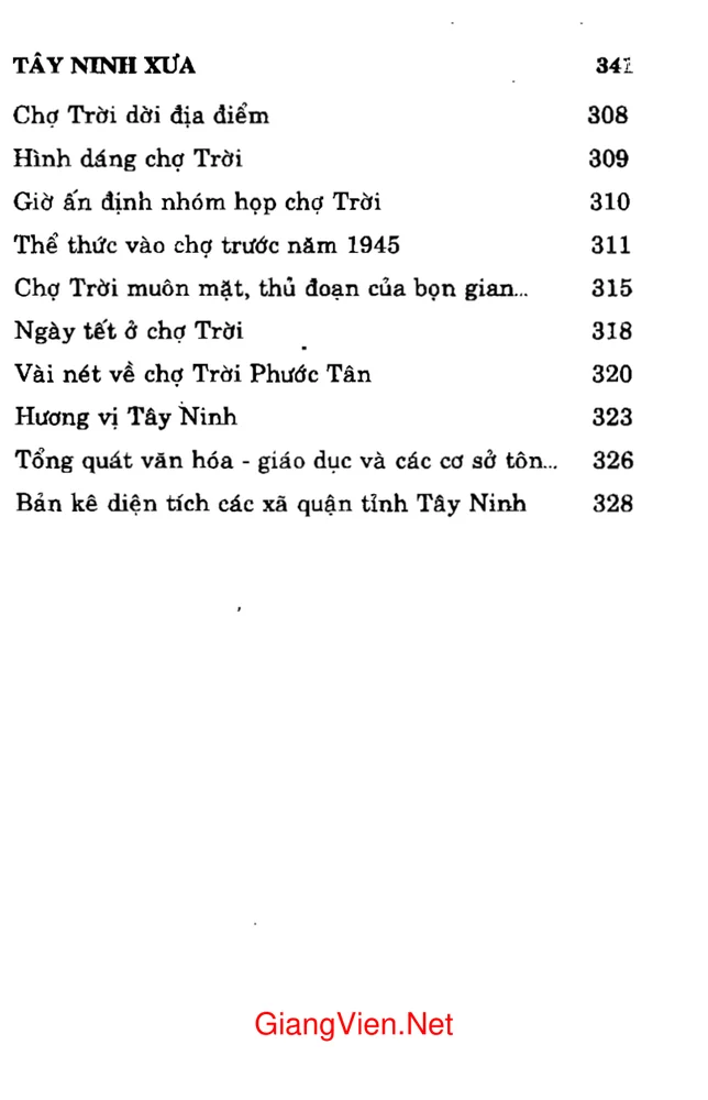Mục lục chi tiết trang 6 sách Tây Ninh xưa