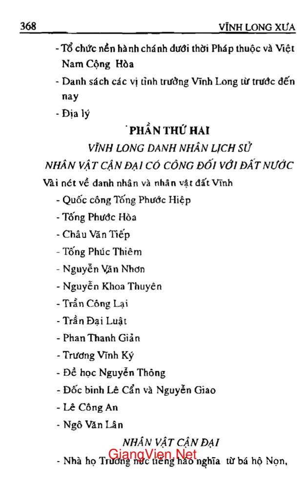 Mục lục chi tiết trang 1 sách Vĩnh Long xưa