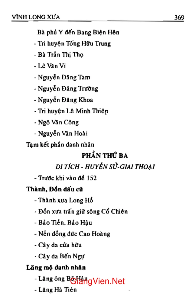 Mục lục chi tiết trang 2 sách Vĩnh Long xưa