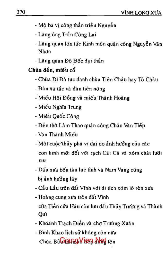 Mục lục chi tiết trang 3 sách Vĩnh Long xưa