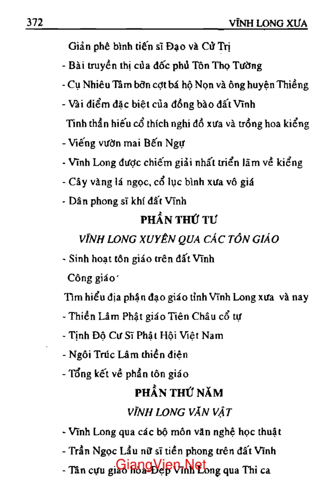 Mục lục chi tiết trang 5 sách Vĩnh Long xưa