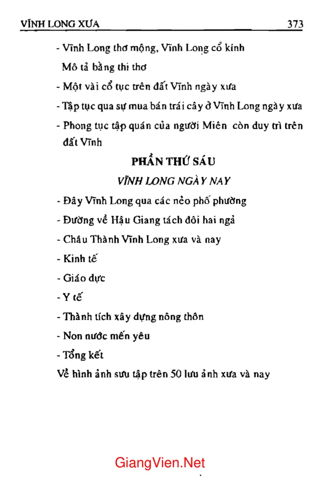 Mục lục chi tiết trang 6 sách Vĩnh Long xưa