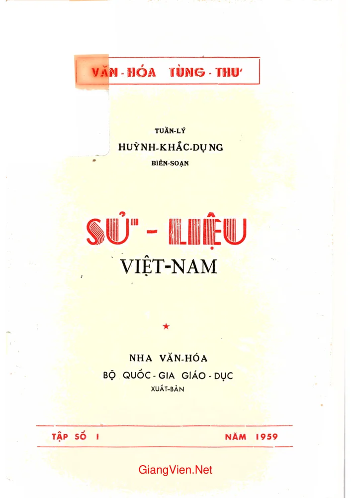 Ảnh bìa của Sử liệu Việt Nam
