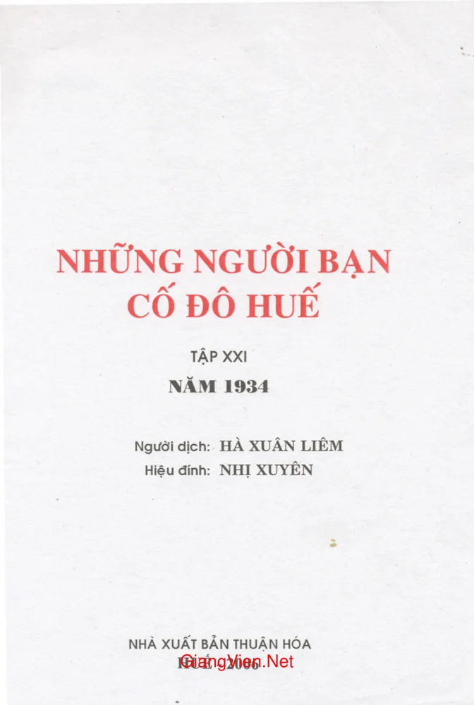 Mục lục chi tiết trang 1 sách Những người bạn cố đô Huế - Tập 21