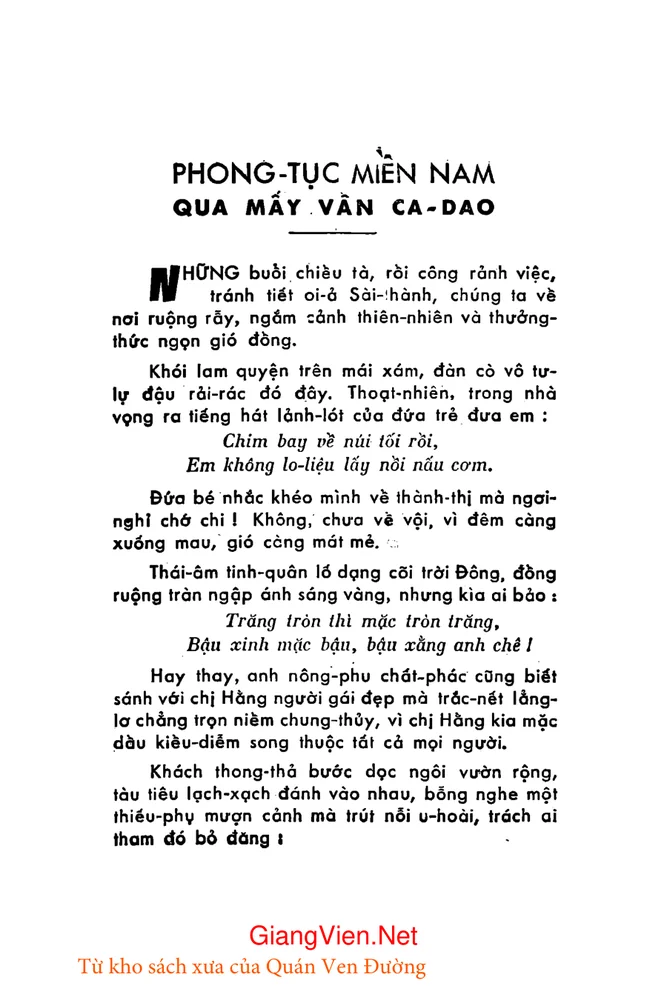 Trang 2 - Ảnh minh họa nội dung sách Phong tục miền Nam qua mấy vần ca dao