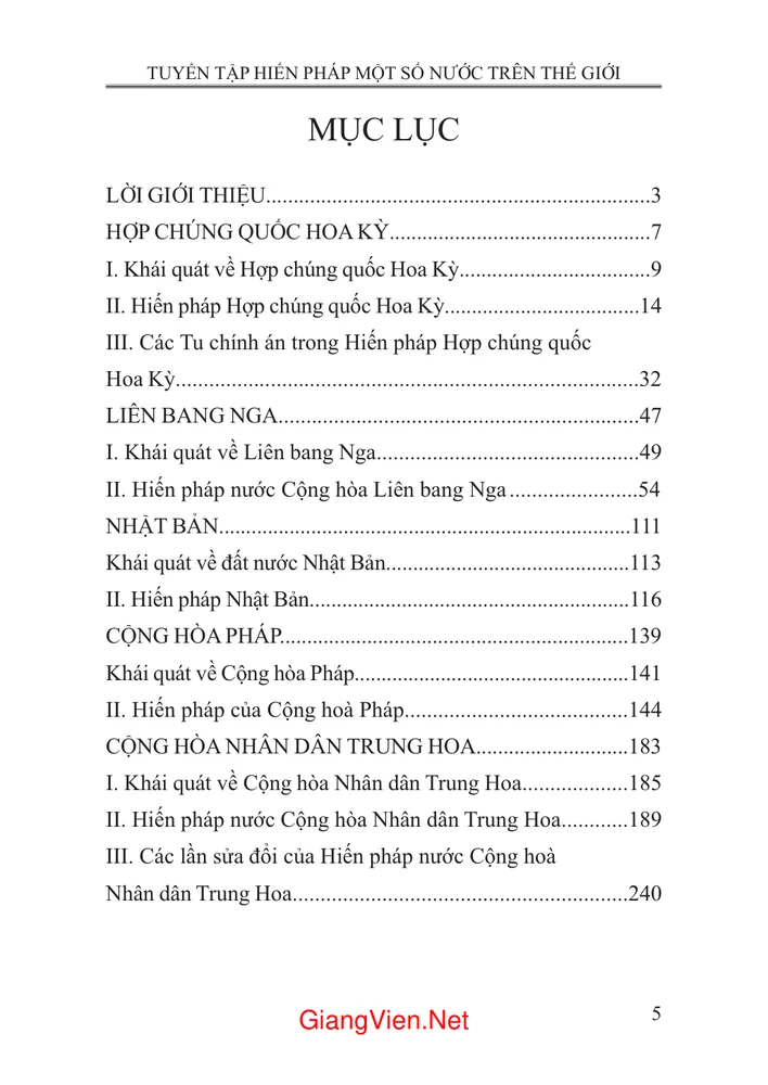 Trang 1 - Ảnh minh họa nội dung sách Tuyển tập hiến pháp một số nước trên thế giới