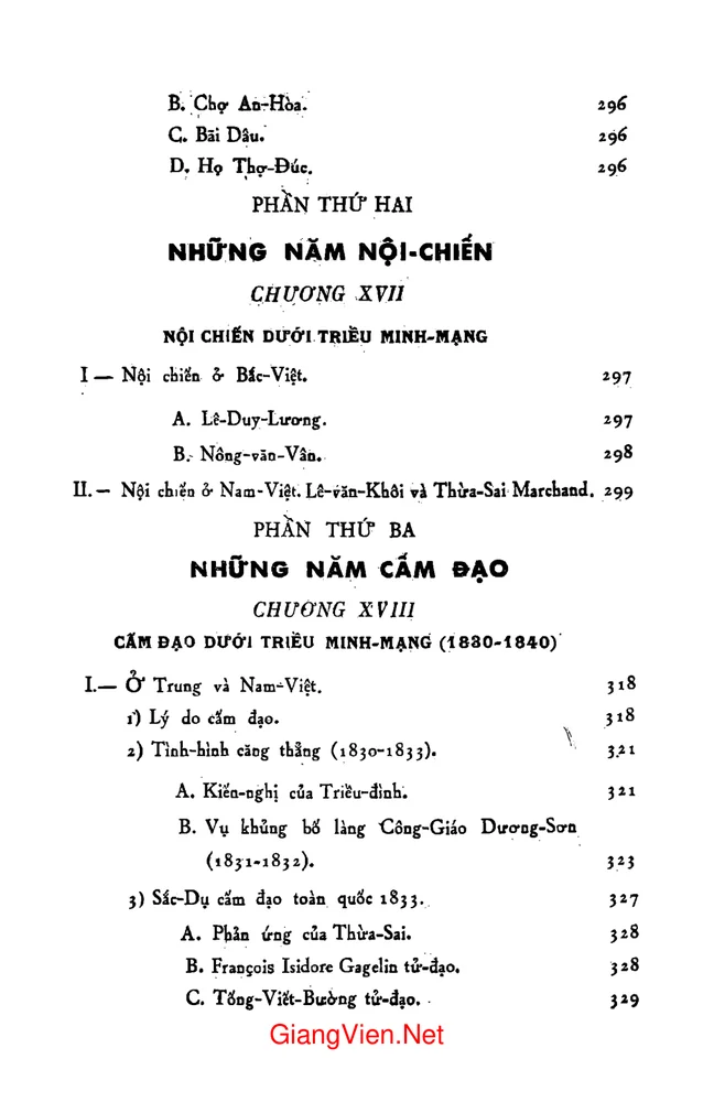 Mục lục chi tiết trang 8 sách Việt Nam giáo sử - Quyển 1