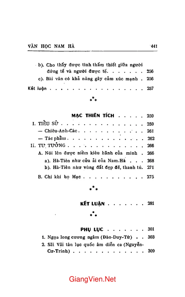Mục lục chi tiết trang 6 sách Văn học Nam Hà