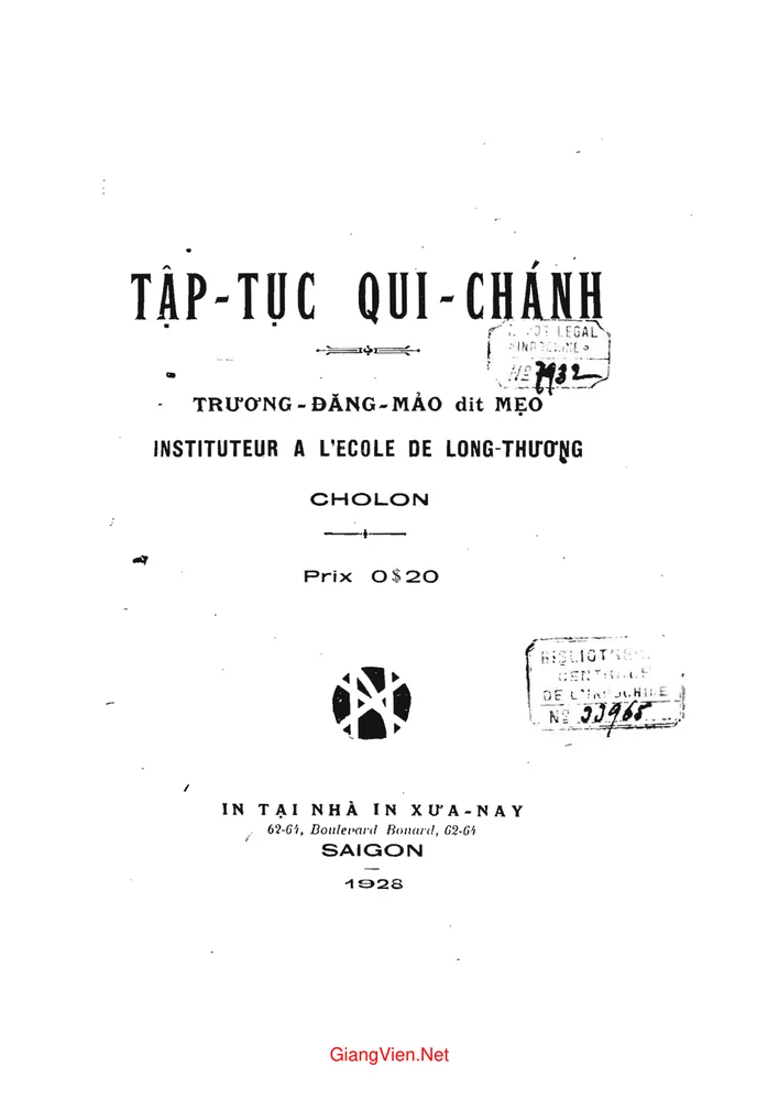 Mục lục chi tiết trang 1 sách Tập tục quy chánh