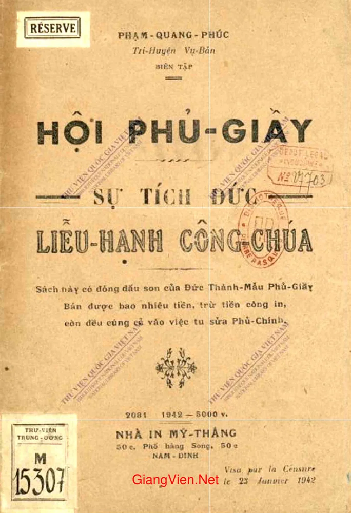 Ảnh bìa của Hội Phủ Giày sự tích Đức Liễu Hạnh công chúa