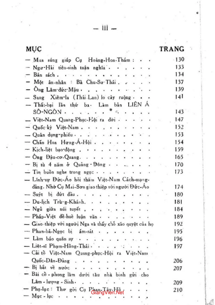 Mục lục chi tiết trang 2 sách Tụ phán - Lịch sử cách mạng cụ Phan Sào Nam do tay cụ tự viết