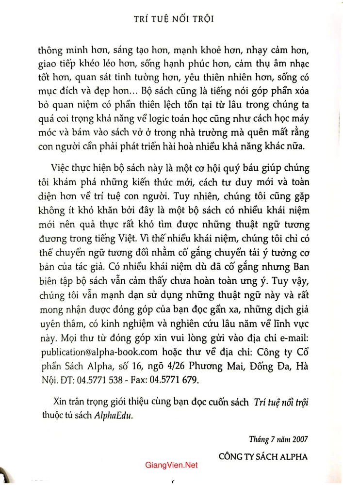 Mục lục chi tiết trang 6 sách Trí tuệ nổi trội những phát hiện mới về nhận thức