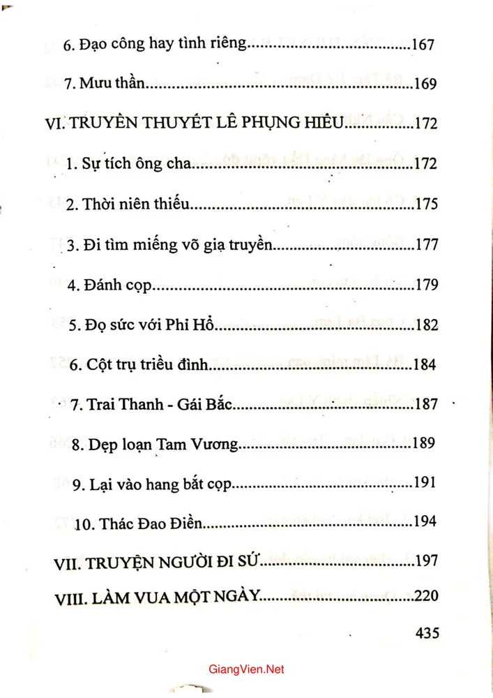 Mục lục chi tiết trang 2 sách Truyền thuyết Vương triều Lý