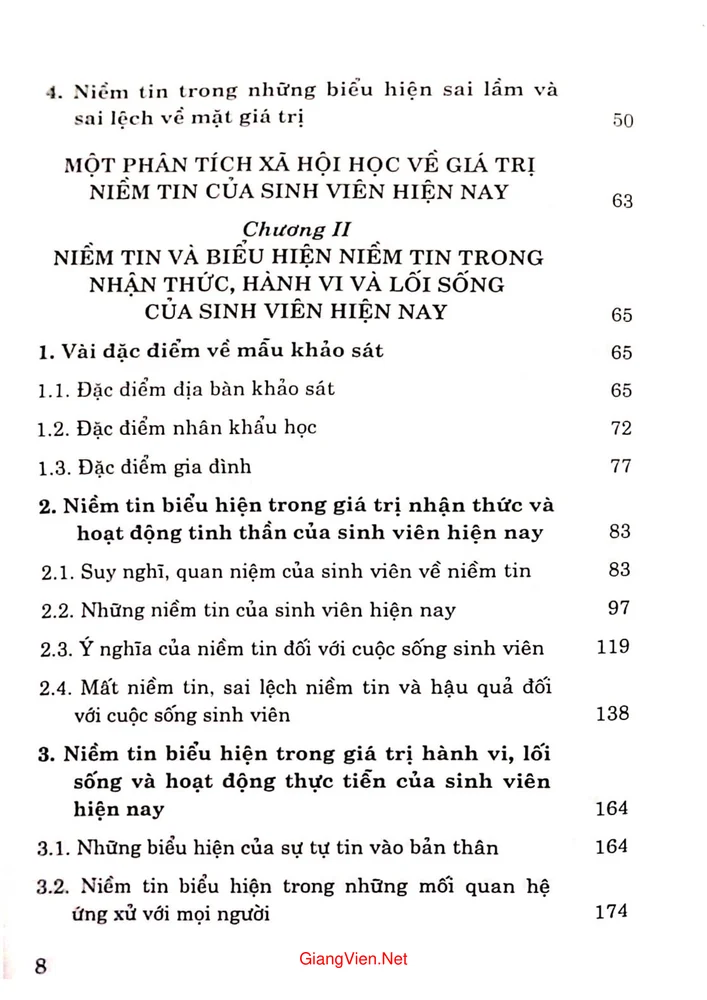 Trang 2 - Ảnh minh họa nội dung sách Niềm tin trong một thế giới đang biến đổi, một phân tích xã hội học về giá trị nhận thức và hành vi của sinh viên hiện nay