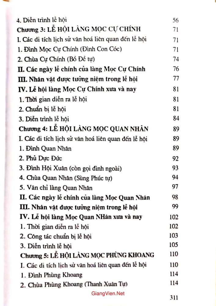 Mục lục chi tiết trang 1 sách Lễ hội 5 làng Mọc ở Hà Nội