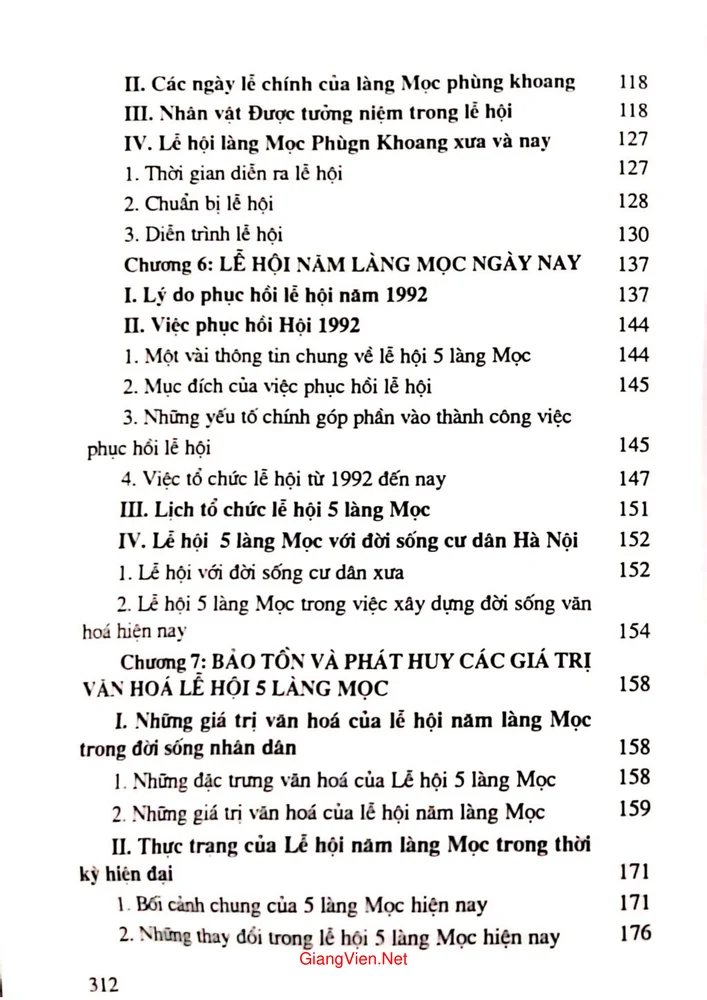 Mục lục chi tiết trang 2 sách Lễ hội 5 làng Mọc ở Hà Nội
